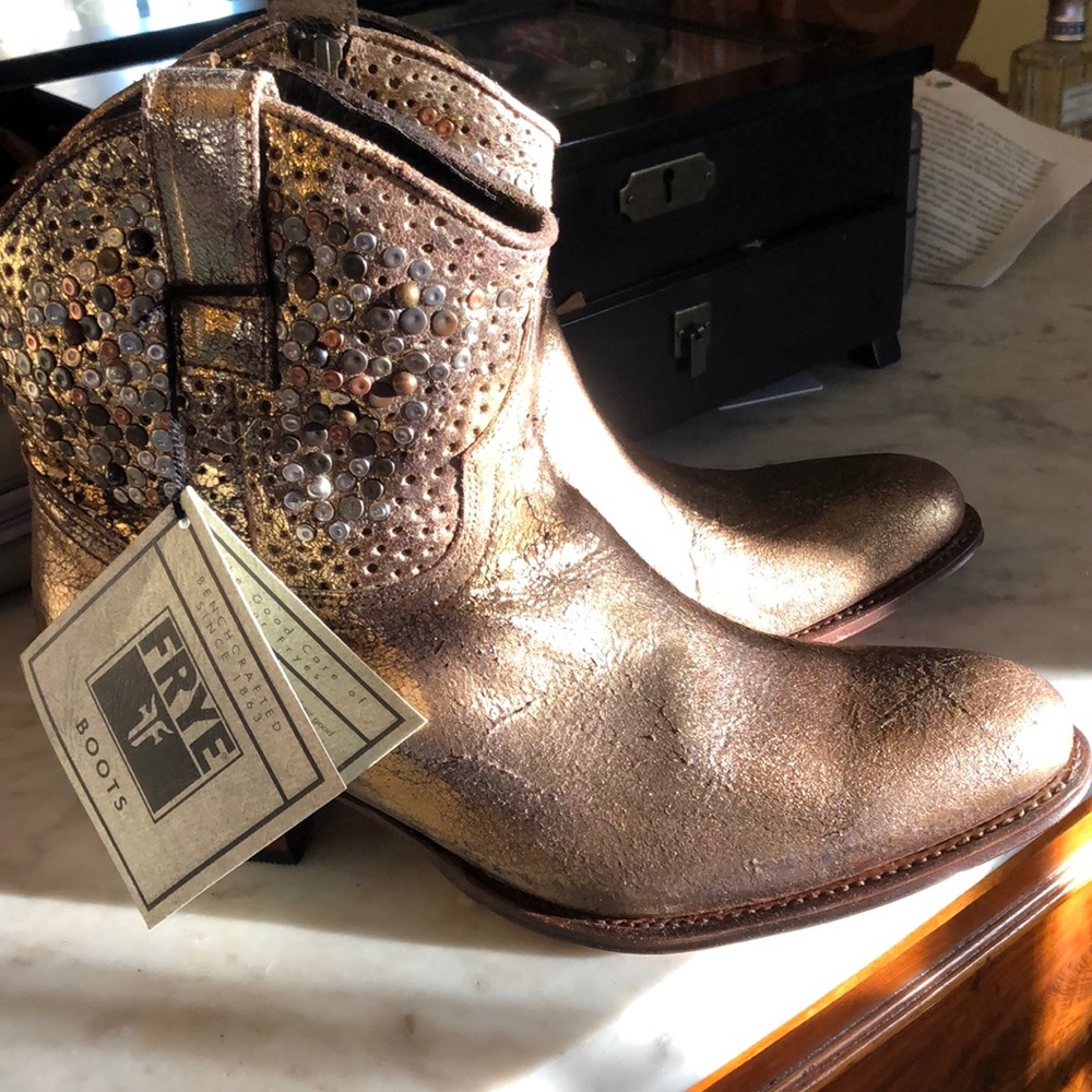 Deborah Studded Boots - Gold Size 10M